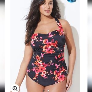 Floral Halter One-Piece Swimsuit